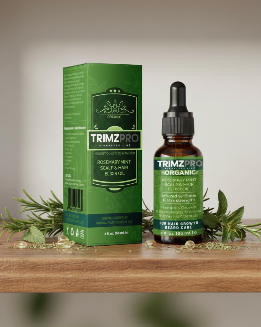 Trimzpro Organics – Rosemary Mint Scalp & Hair Strengthening Oil For Hair Growth Anti-Frizz Conditioning Elixir Serum