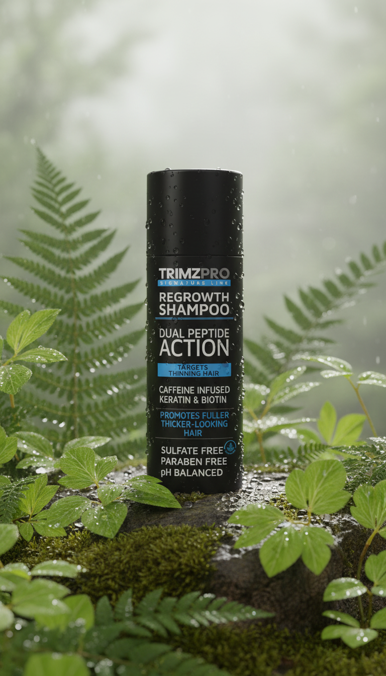 Regrowth Shampoo for Thinning Hair – Dual Peptide Action with Caffeine, Keratin & Biotin – Supports Regrowth, Sulfate & Paraben Free, pH Balanced – 200ml