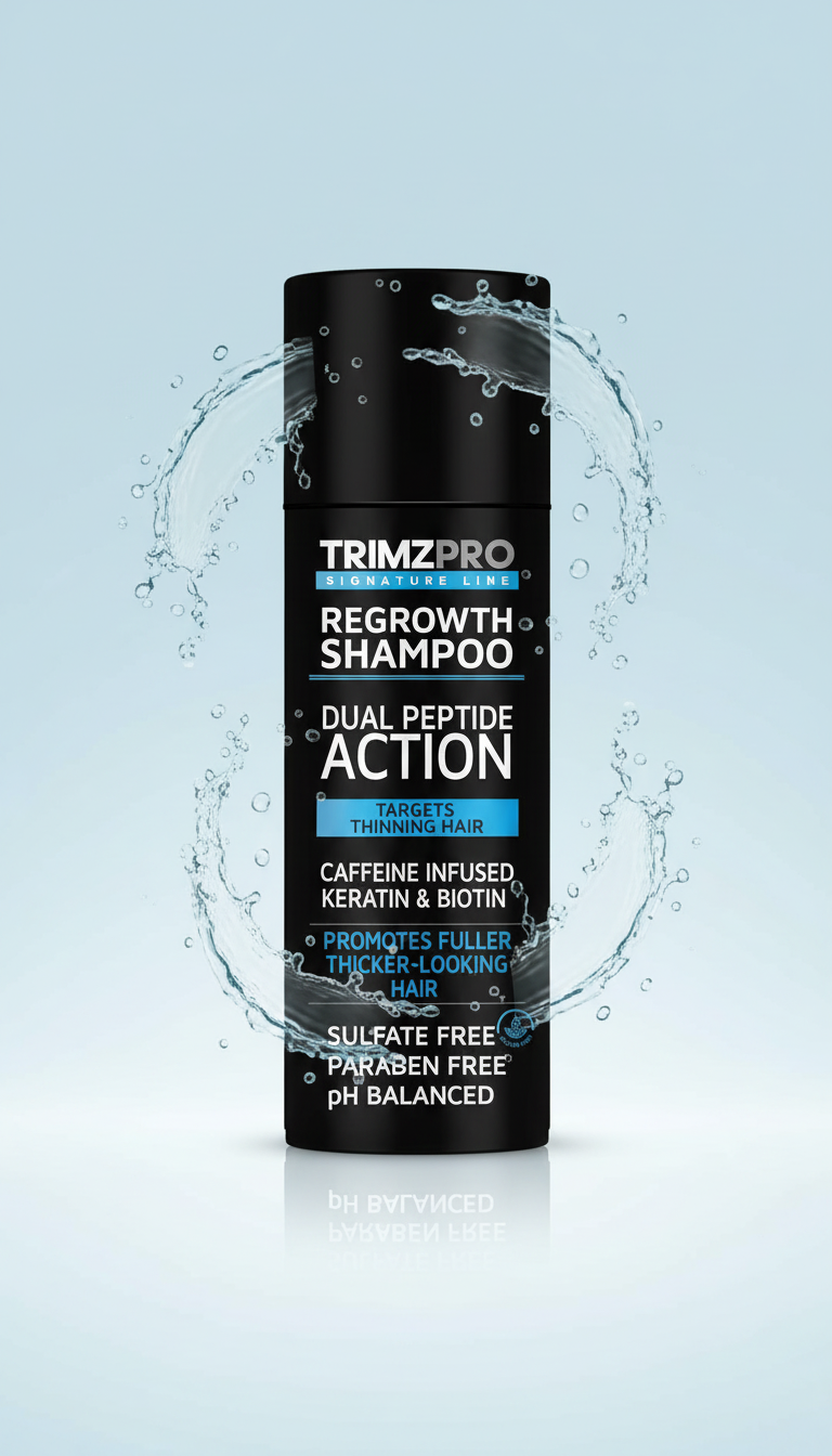Regrowth Shampoo for Thinning Hair – Dual Peptide Action with Caffeine, Keratin & Biotin – Supports Regrowth, Sulfate & Paraben Free, pH Balanced – 200ml